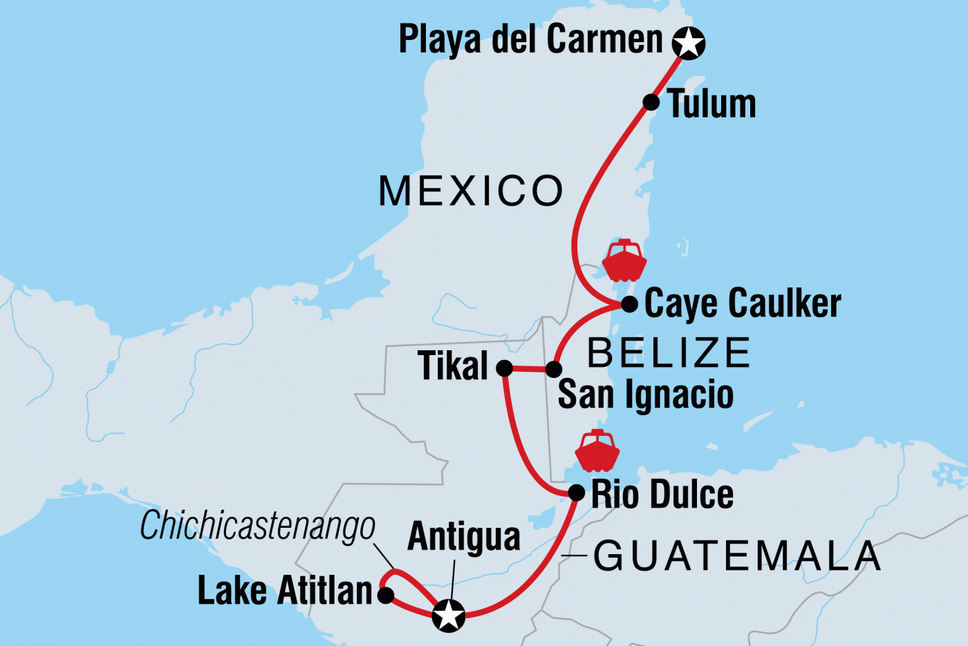 Mexico, Belize, Guatemala