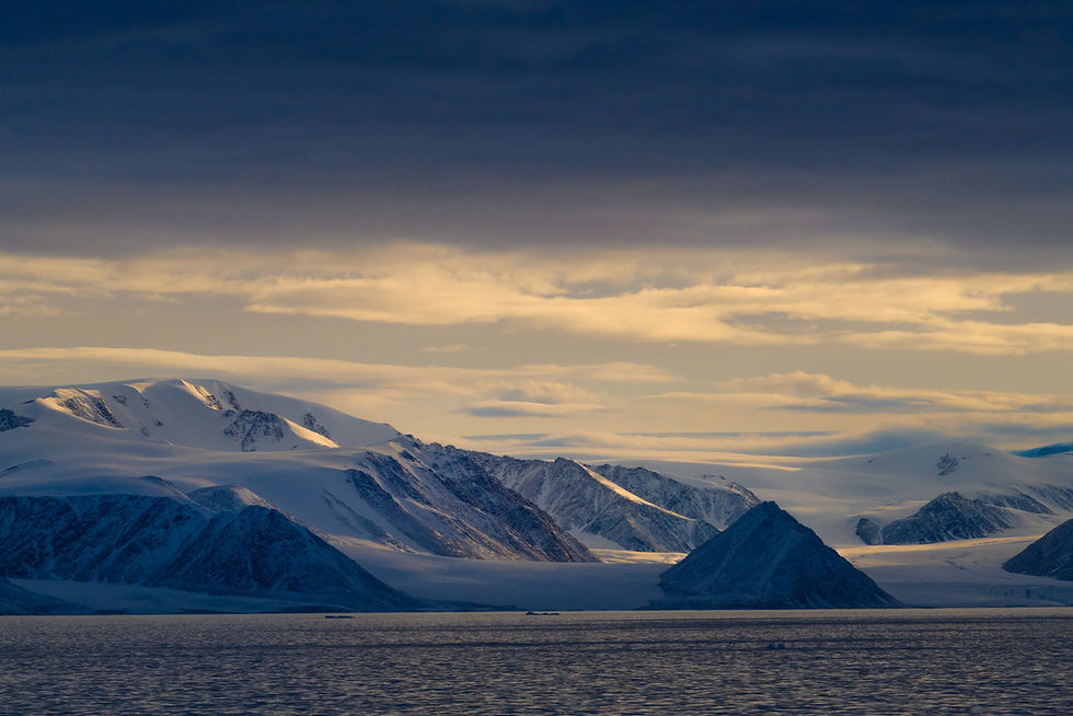 North West Passage - sunset over mountains on Ellesmere Island