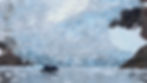 Zodiac in front of glacier, East Greenland