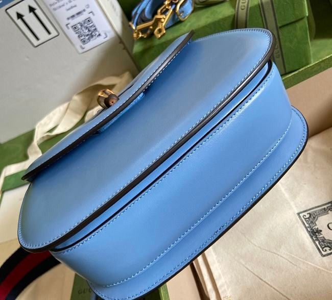 Thumbnail: Designer Top Handle Bag In Blue Leather