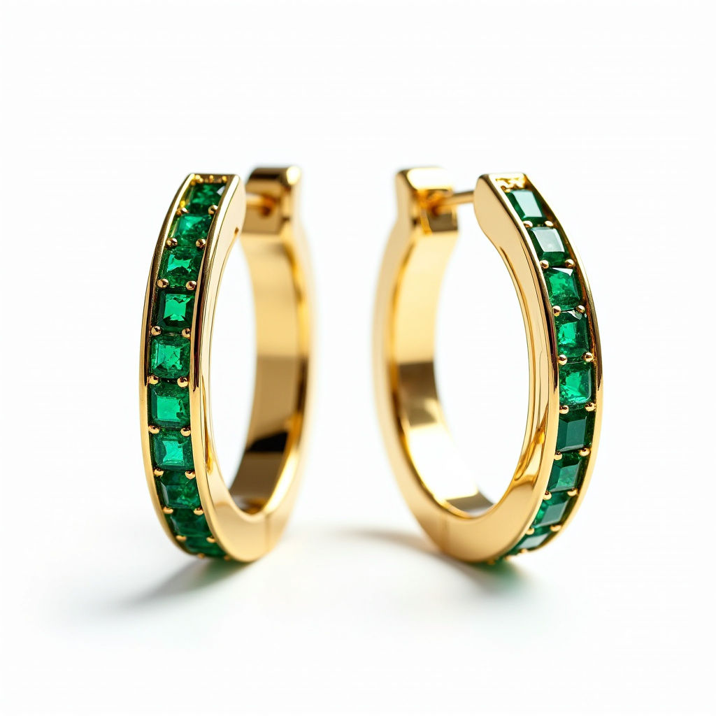 Emerald Hoop Earrings