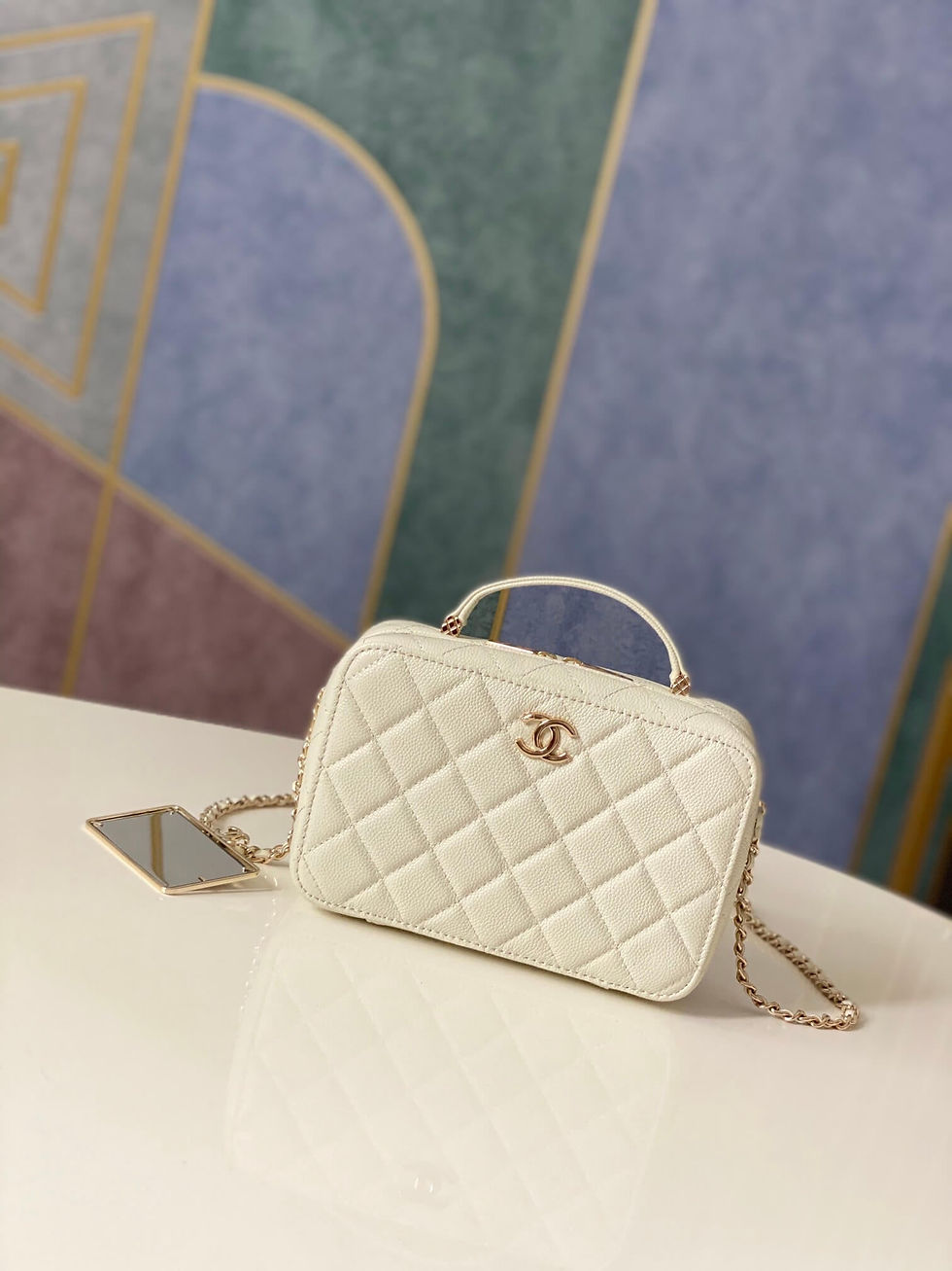 Designer Mini Handbag White Lambskin Camera Bag