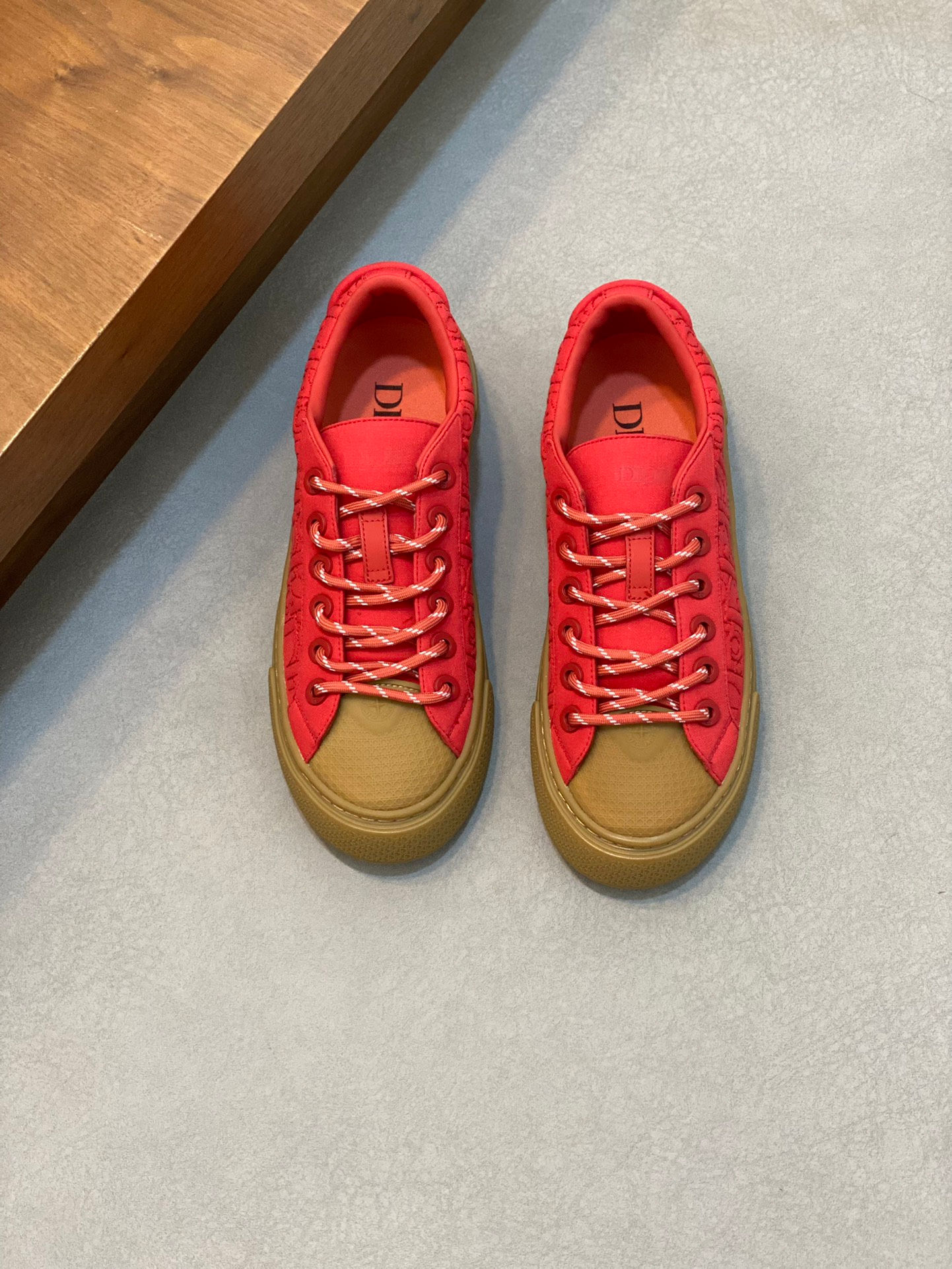 Luxe Vault NYC Red and Tan Sneakers – Top View