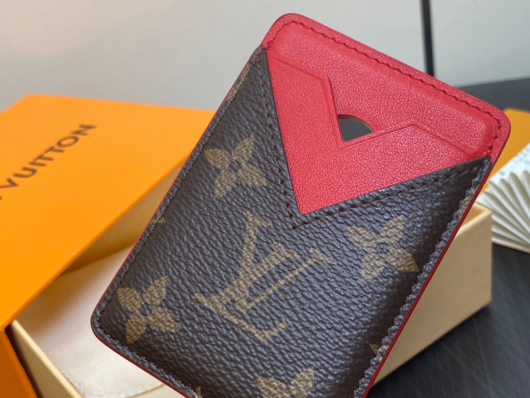 Red Louis Vuitton cardholder with monogram - Lux Studio USA