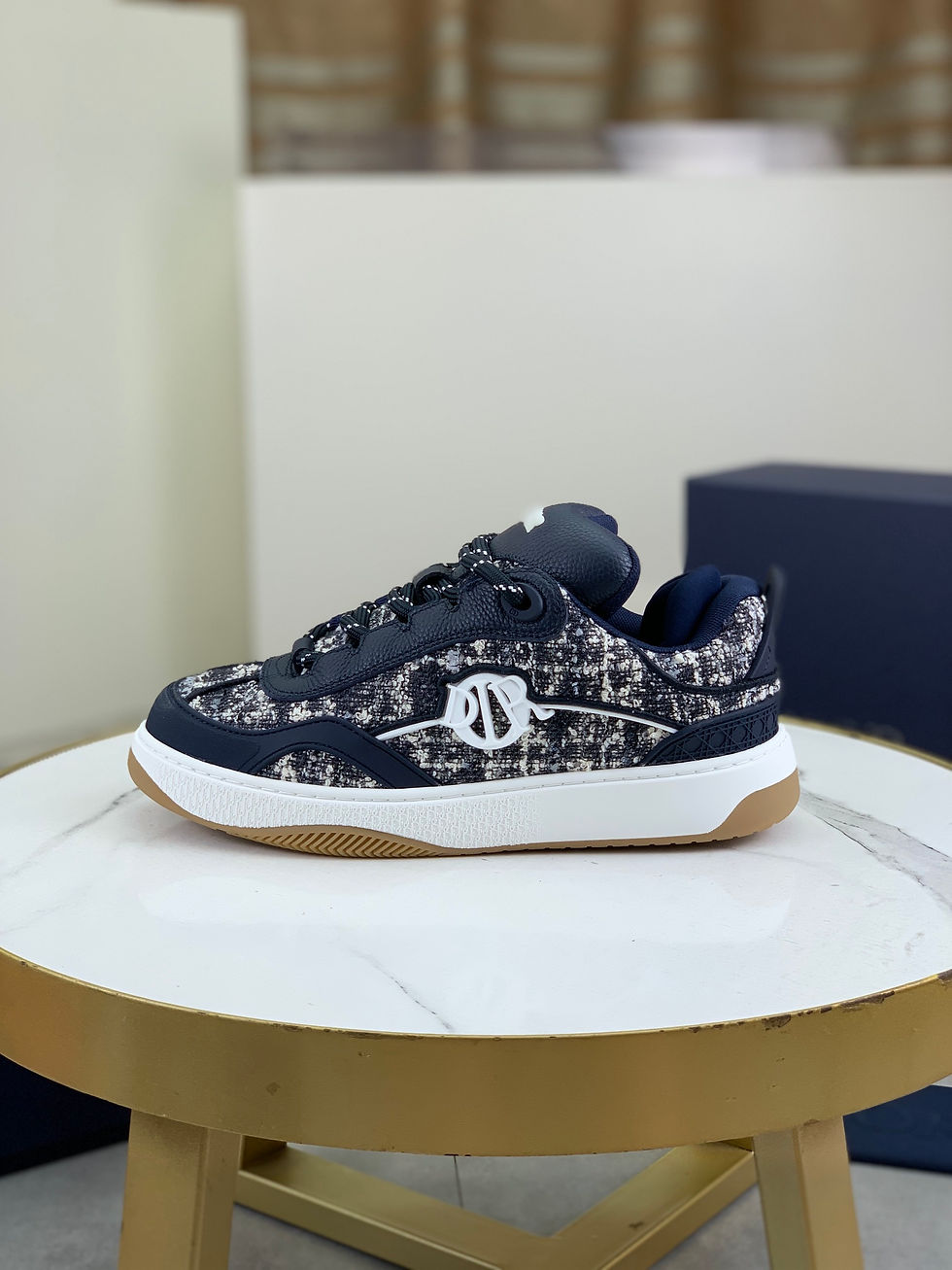 Luxe Vault NYC Dior Sneakers – Navy Tweed and Leather Low-Top