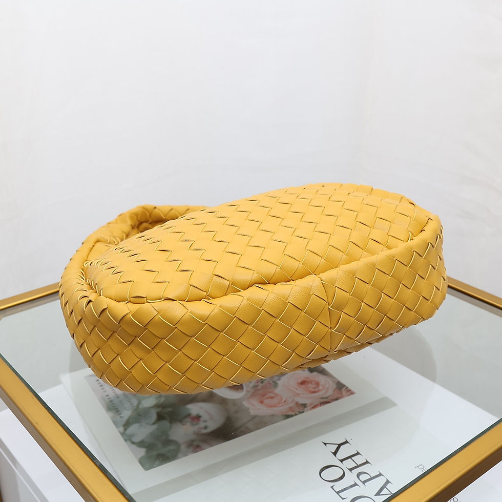Thumbnail: Designer Yellow Intrecciato Green Hobo Bag 31x7x25cm