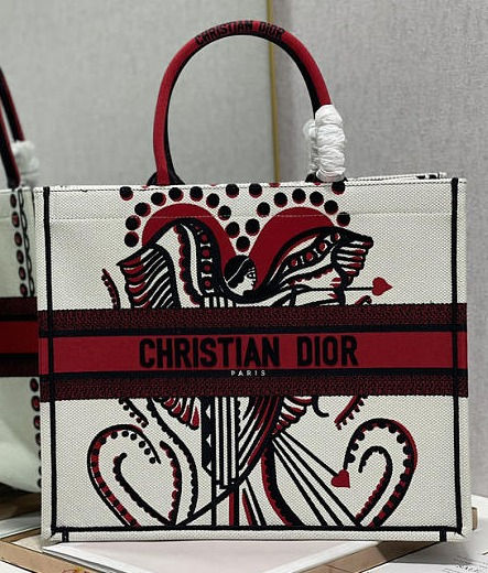 Designer Large Book Tote Graffiti Bag Red and White