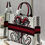 Thumbnail: Designer Large Book Tote Graffiti Bag Red and White