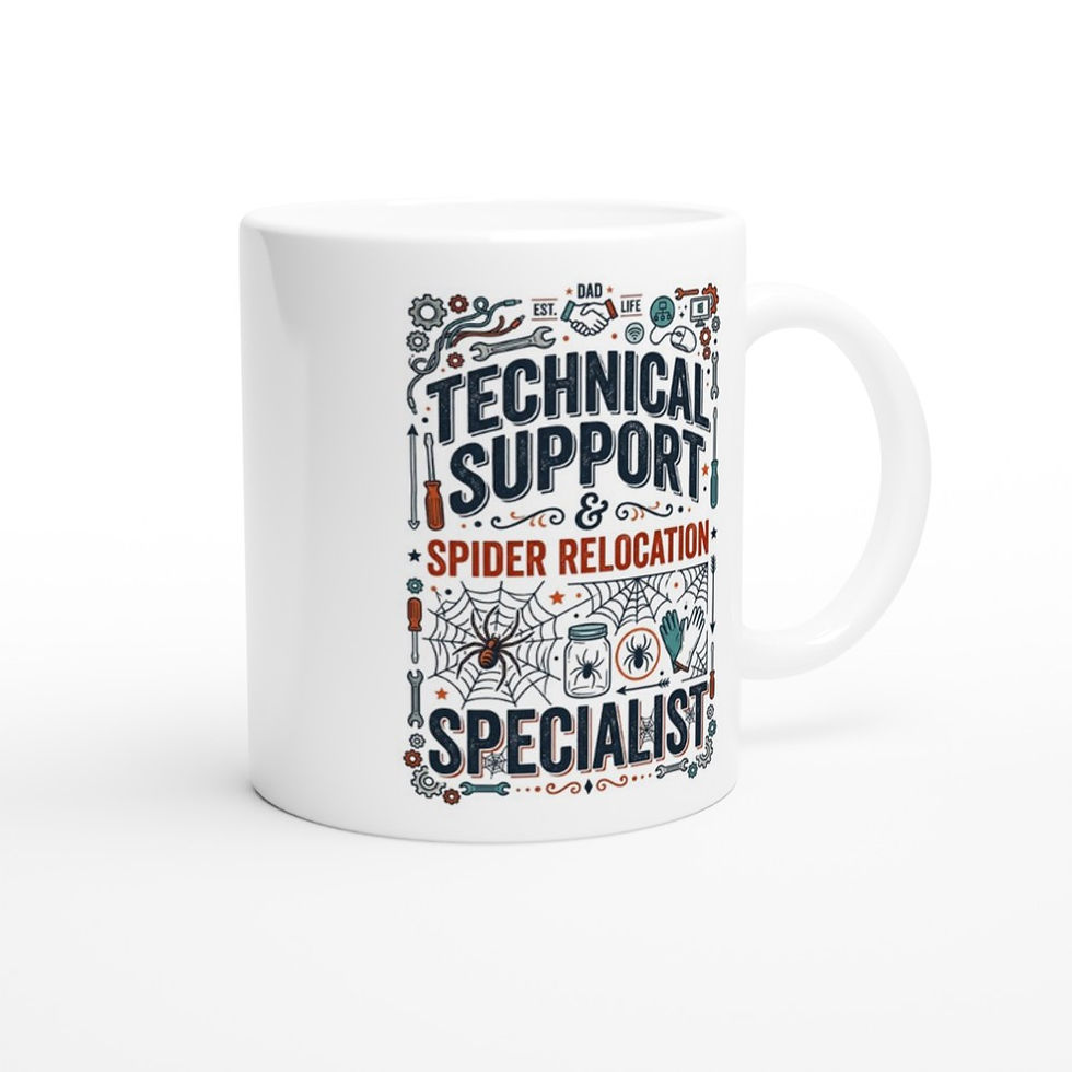 Thumbnail: Funny Technical Support Spider Relocation Mug - Dad Life Gift - 11oz Ceramic