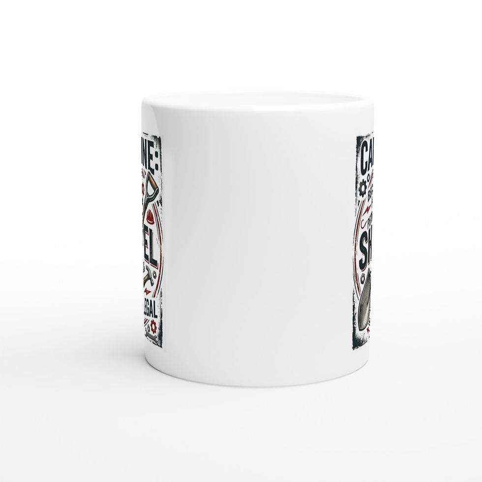 Thumbnail: Funny Dad Shovel Mug - Caffeine Because Hitting People Is Illegal - 11oz Ceramic