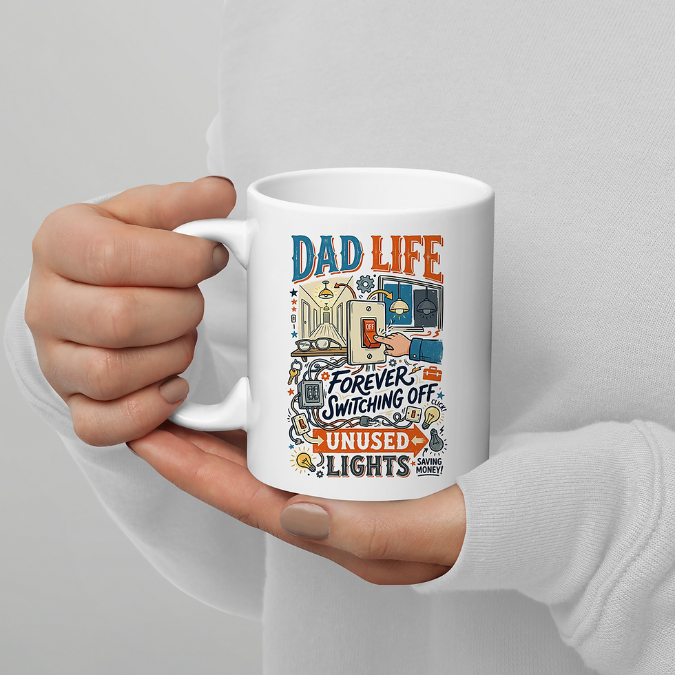 Thumbnail: Funny Dad Life Coffee Mug - Forever Switching Off Unused Lights - 11oz Ceramic