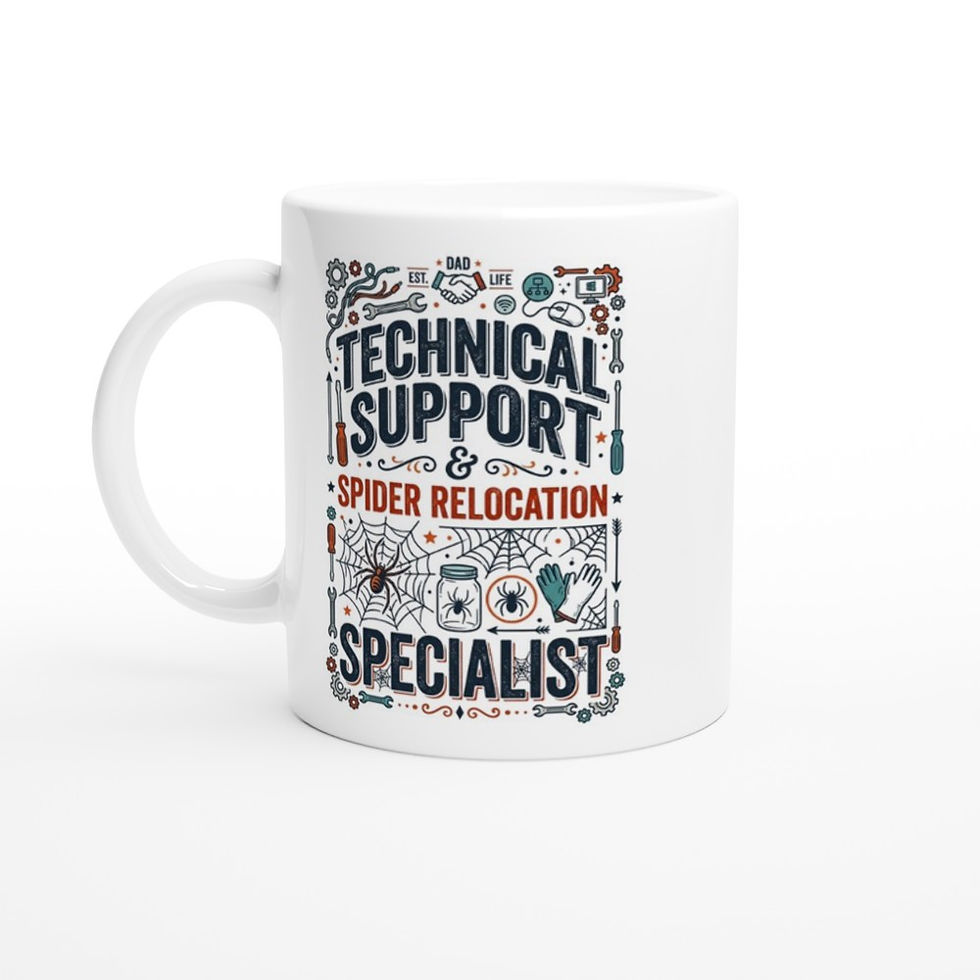 Thumbnail: Funny Technical Support Spider Relocation Mug - Dad Life Gift - 11oz Ceramic