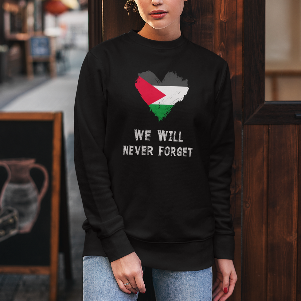 Thumbnail: Pro Palestine We Will Never Forget Flag Heart Sweatshirt