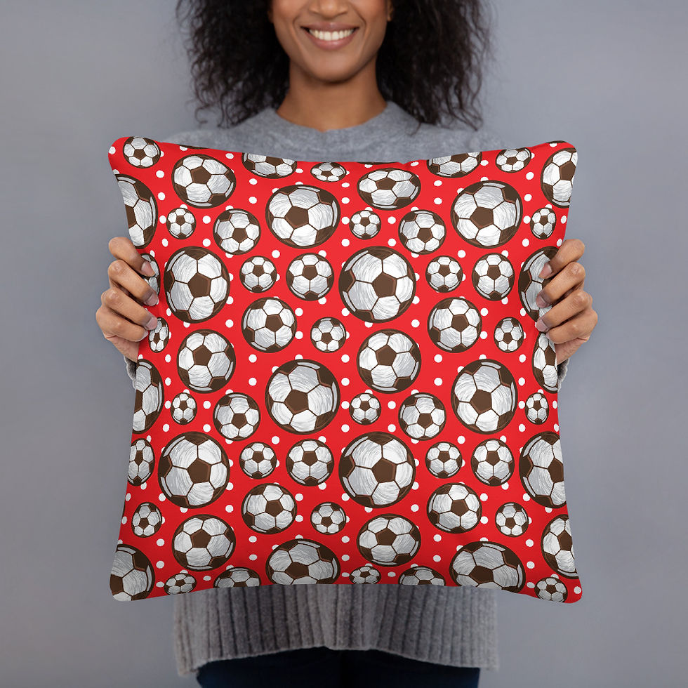 Thumbnail: Football Soccer Pattern Red Cushion Throw Pillow
