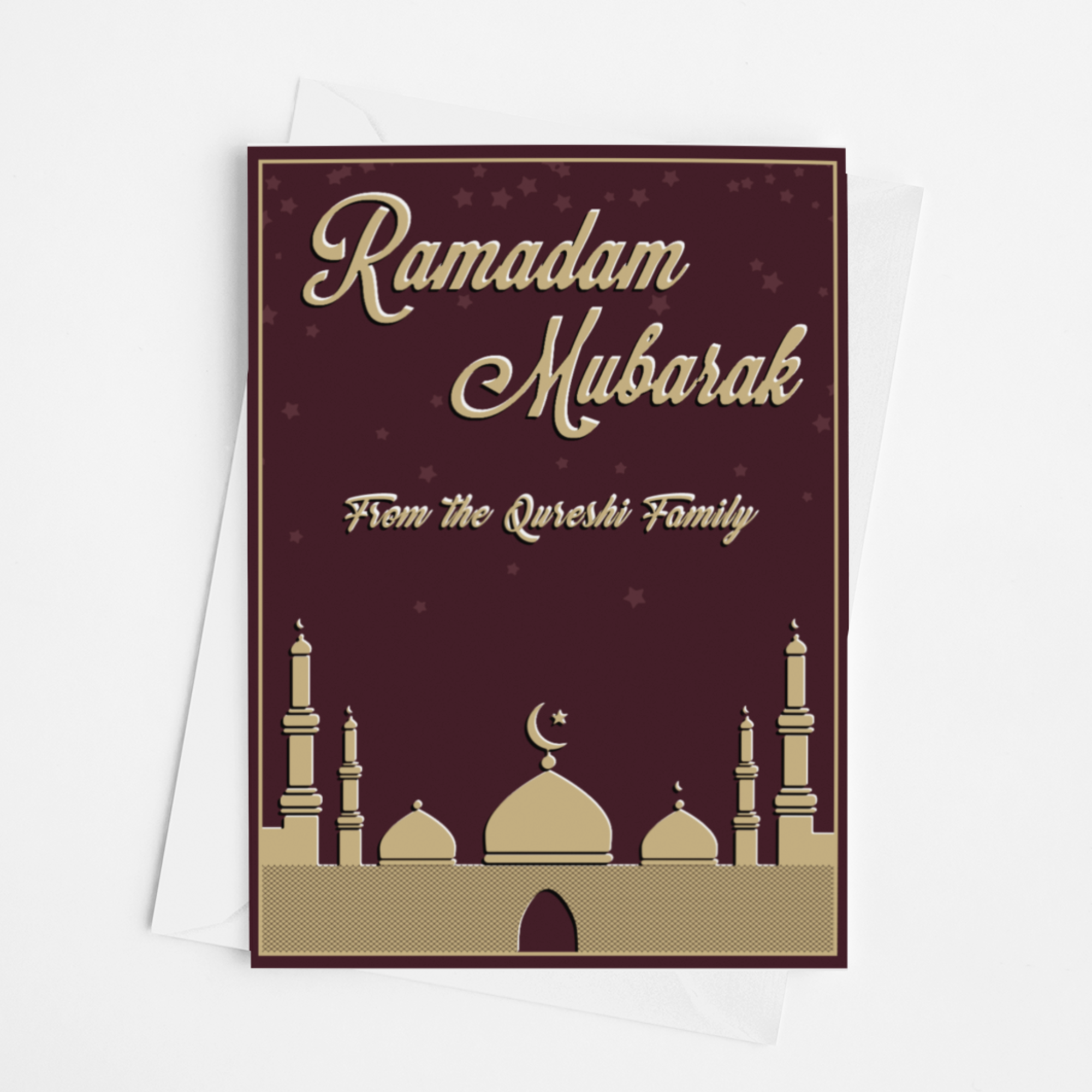 Ramadan Mubarak From Family Elegant Ramadan Cards Pack of 10