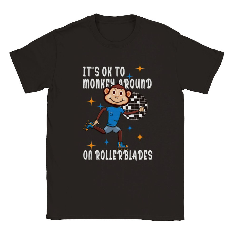Thumbnail: It's OK to Monkey Around On Rollerblades Kids T-Shirt
