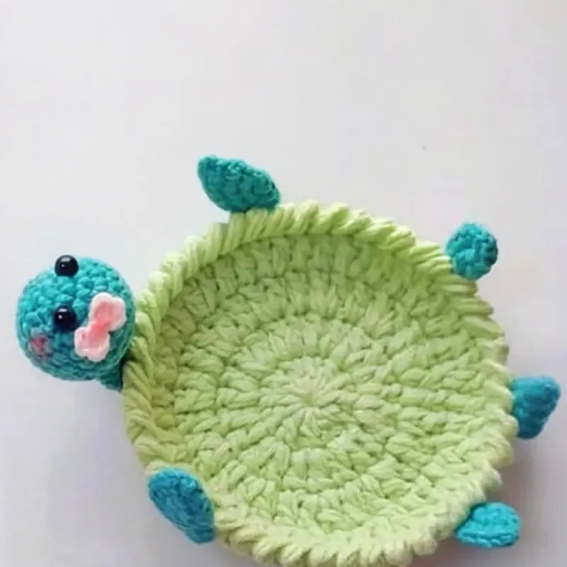 Thumbnail: Funny Crochet Roadkill Animal Coaster Blue and Green Turtle