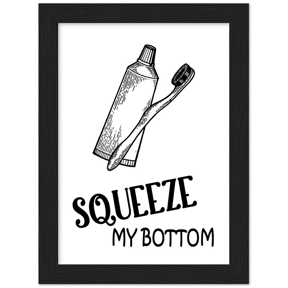 Thumbnail: Squeeze My Bottom Bathroom Wood Framed Wall Art
