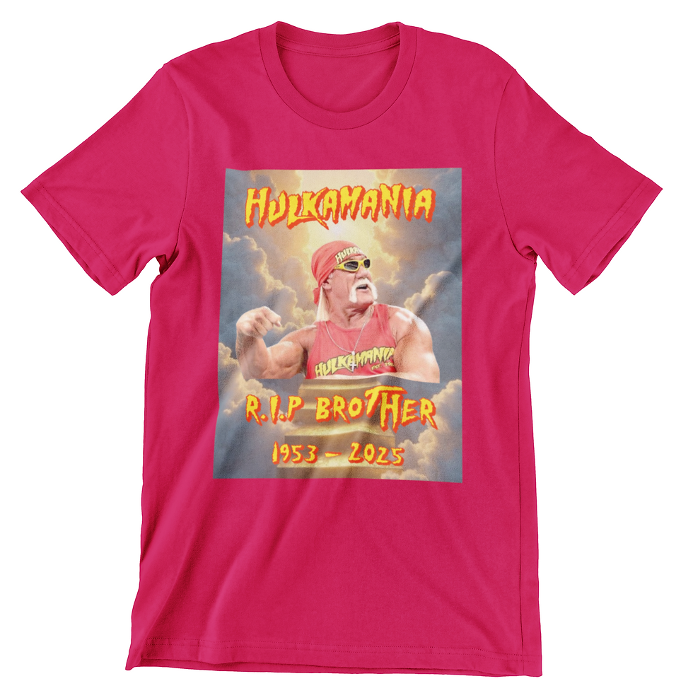 Thumbnail: Hulk Hogan heaven tribute red t-shirt, Hulkamania R.I.P. Brother cloud design, 1953-2025 wrestling memorial apparel
