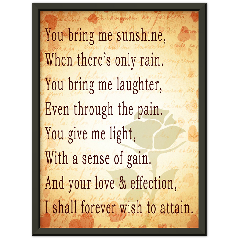 Thumbnail: You Bring Me Sunshine Poem | Metal Framed Poster