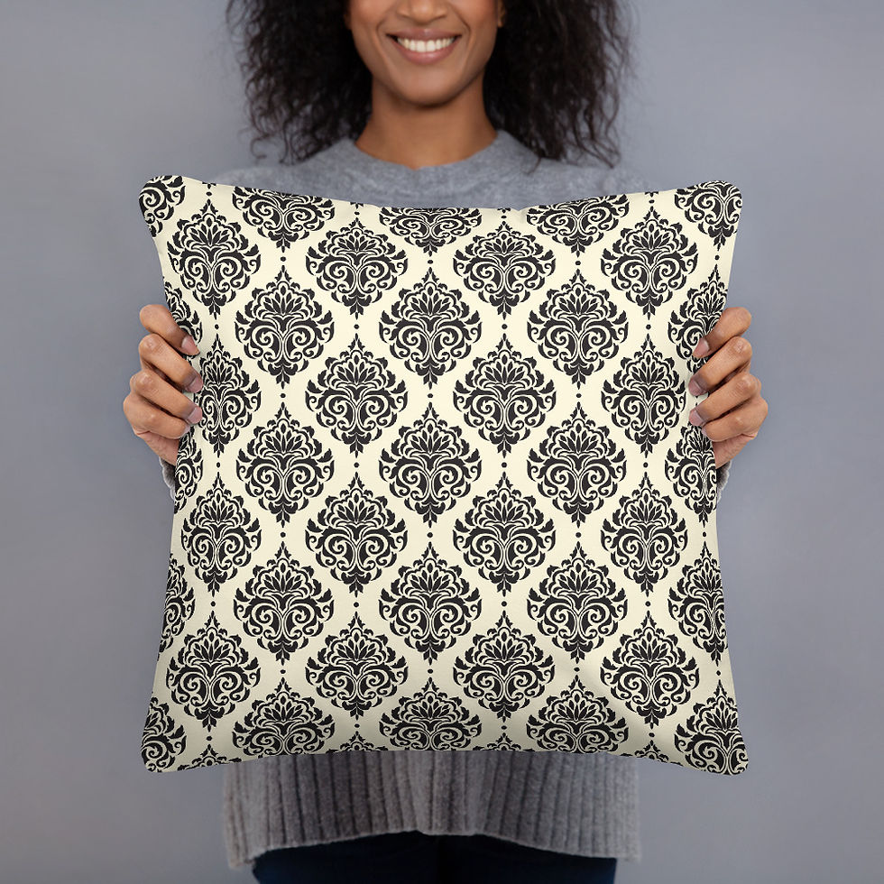 Thumbnail: Classic Beige Black Print Cushion Throw Pillow