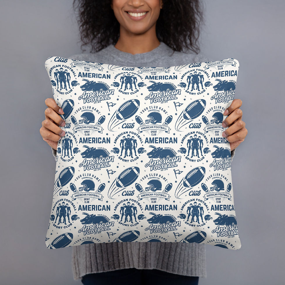 Thumbnail: American Football Blue White Pattern Cushion Throw Pillow