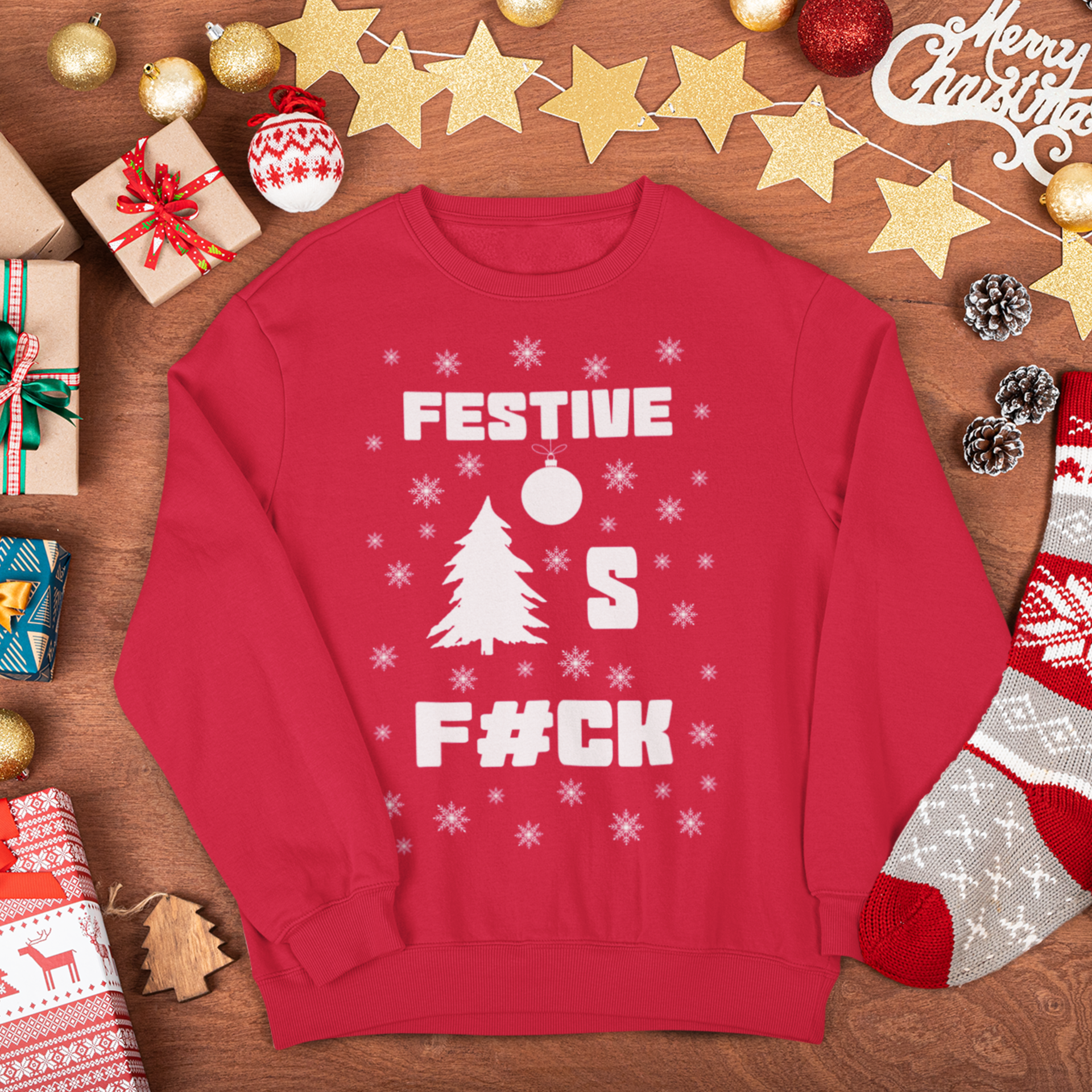 Festive as F#ck Christmas Sweatshirt Jumper Funny Festive Xmas Sweatshirt