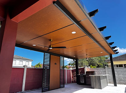 Patio King's hybrid pergolas combine the classic elegance of traditional with the bold modern corner-post design.
