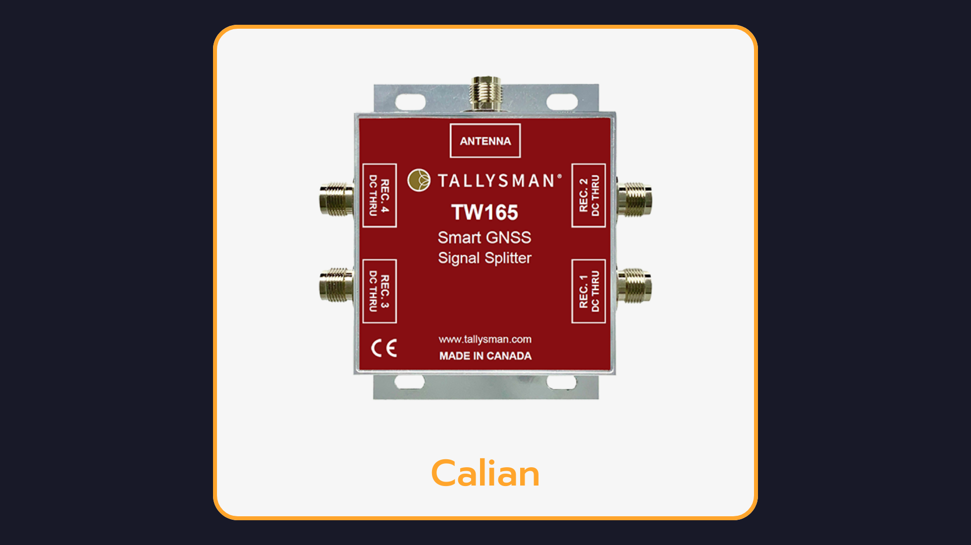 Leo Store - Calian - TW165 1-to-4 Port Smart Power GNSS Signal Splitter (10dB Gain)