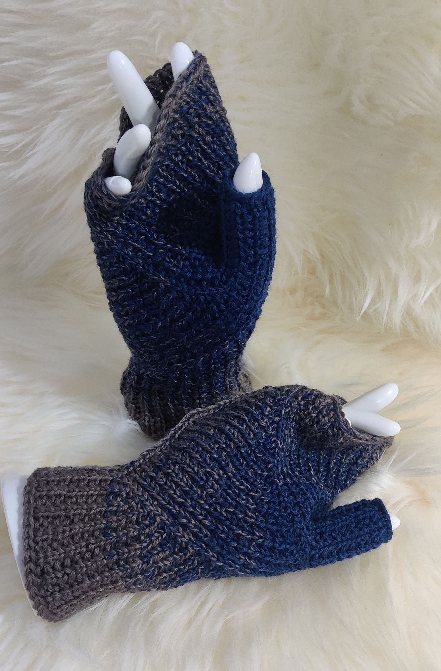jap. Handstulpen blau - braun