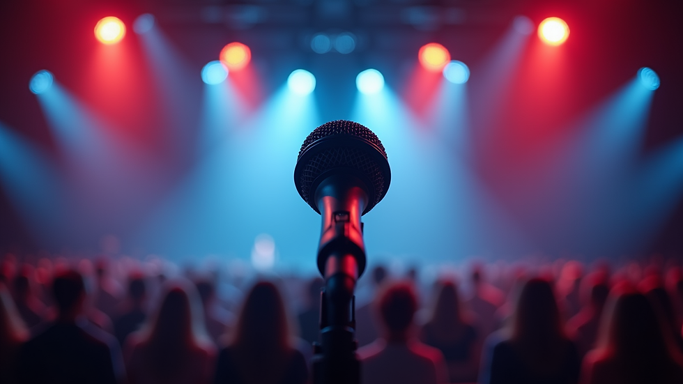 Close-up view of a microphone on a TV event stage
