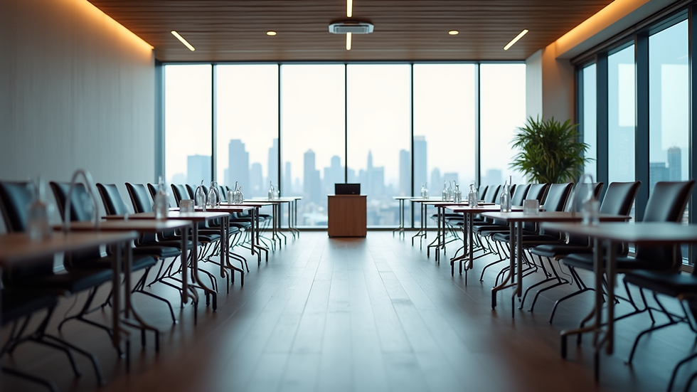 Eye-level view of a modern conference room set up for a training session