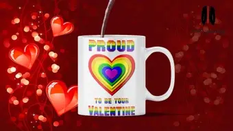 Pride Loves Valentines SAME SEX Gay Couple Personalised Mug Gift
