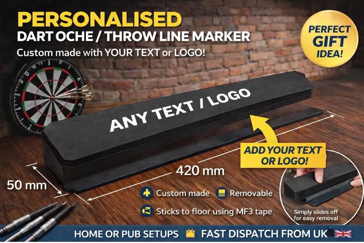 Personalised Dart Oche / Throw Line Marker – Any Text or Logo