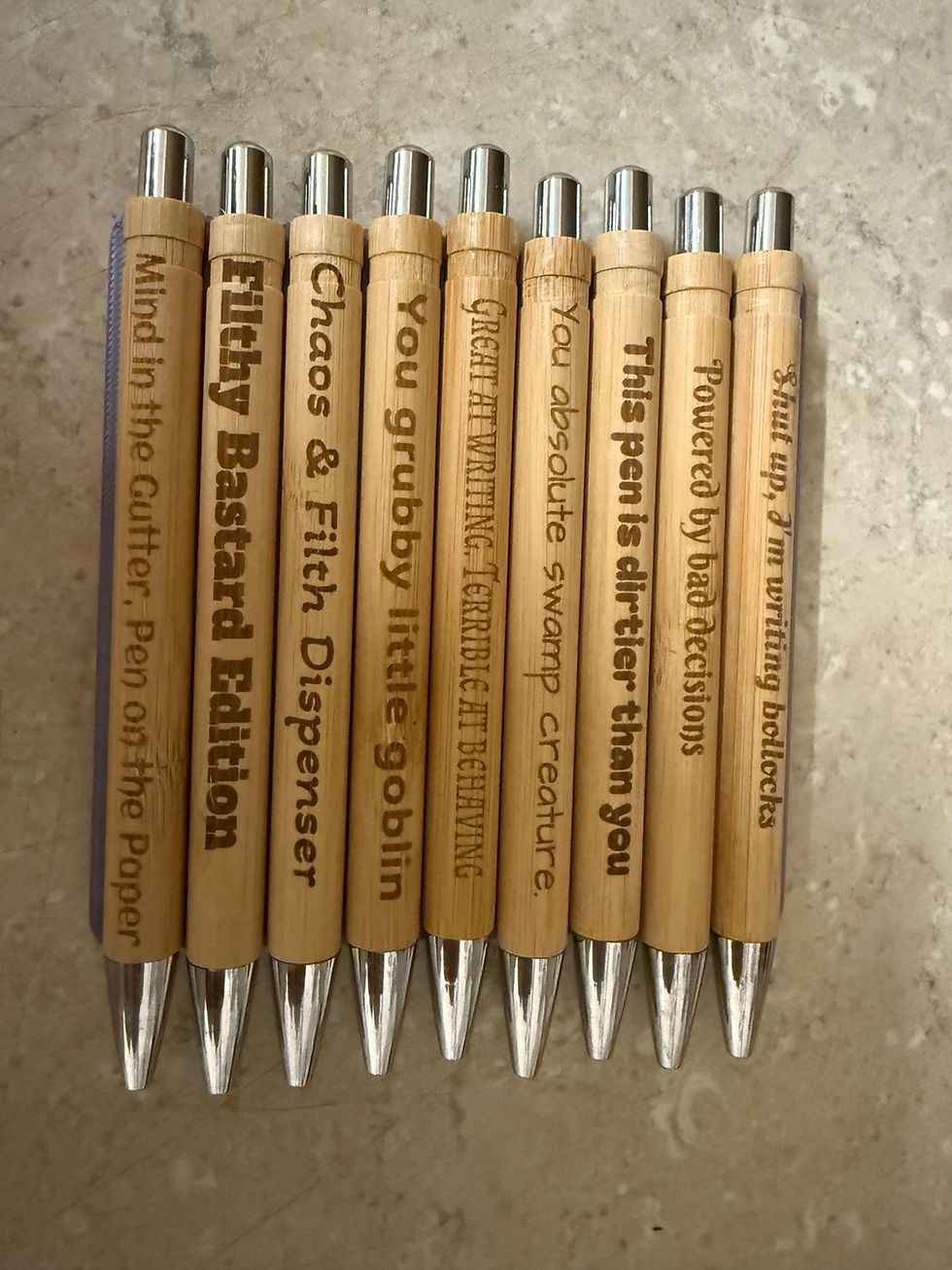 Thumbnail: Rude & Dark Humour Engraved Bamboo Pens