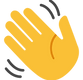 A waving hand emoticon