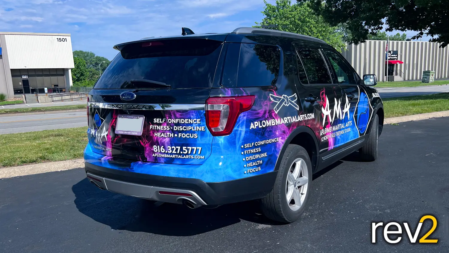 Car Graphic Wraps in Kansas City- REV2 Design (APLOMB Martial Arts in Kansas City North)