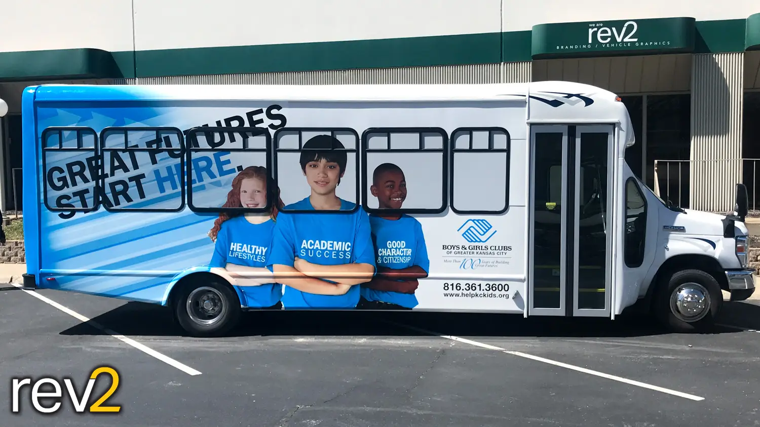 Bus Graphic Wraps in Kansas City- REV2 Design (Boys & Girls Club of Greater Kansas City)