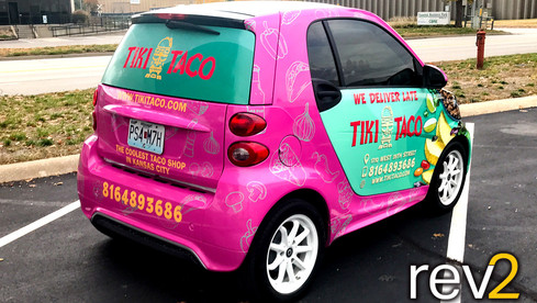 Car Graphic Wrap in Kansas City- REV2 Design (Tiki Taco-Pink)