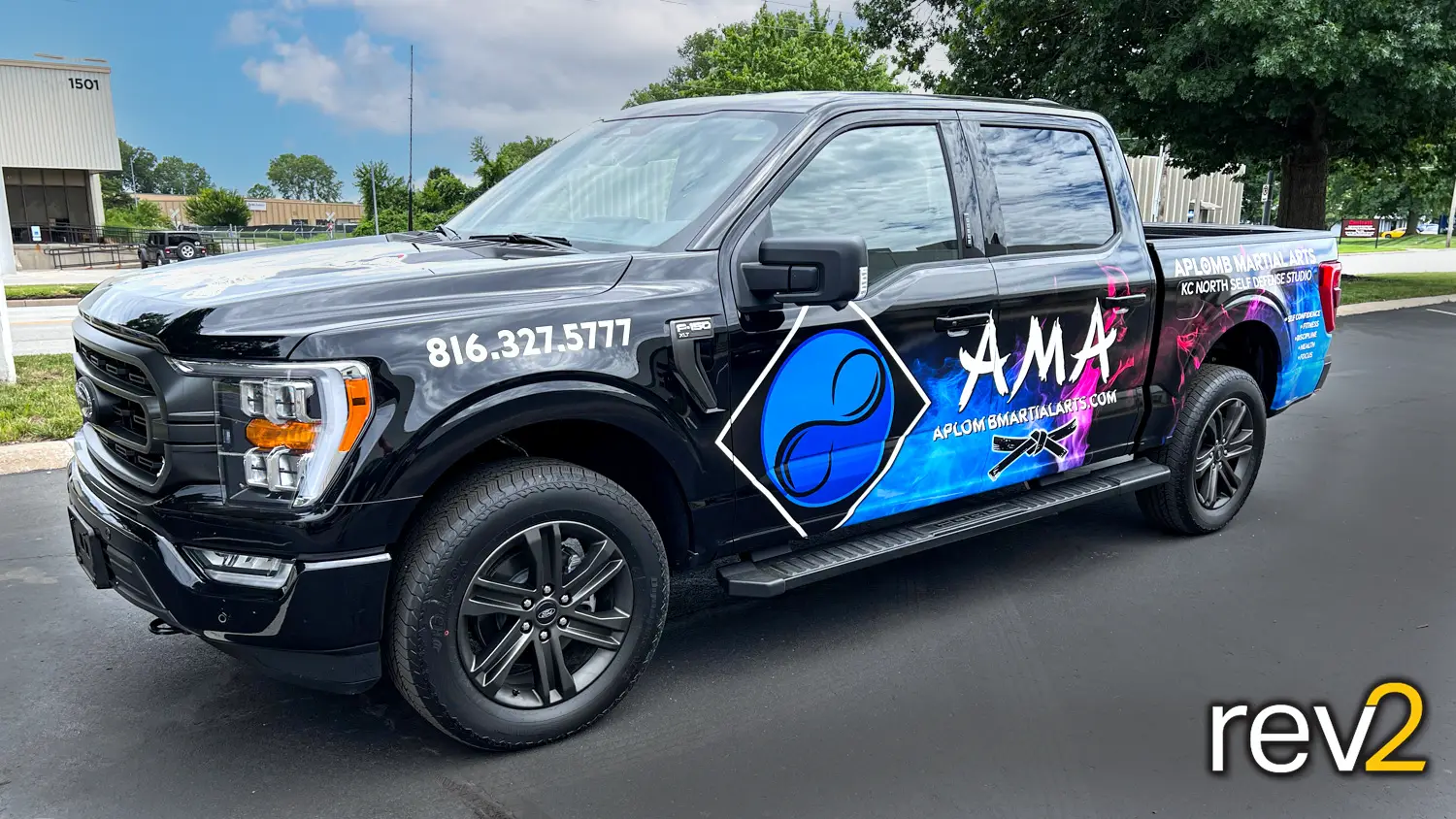 Pickup Graphic Wrap- REV2 Design (APLOMB Martial Arts in Kansas City North)