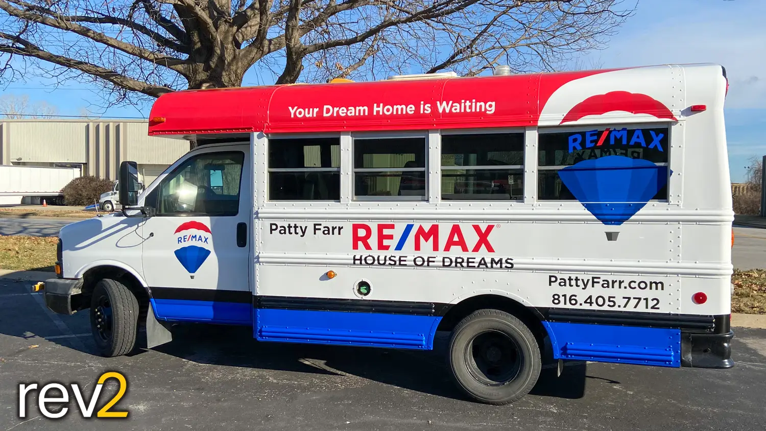 Bus Graphic Wrap in Kansas City- REV2 Design (REMAX: House of Dreams)