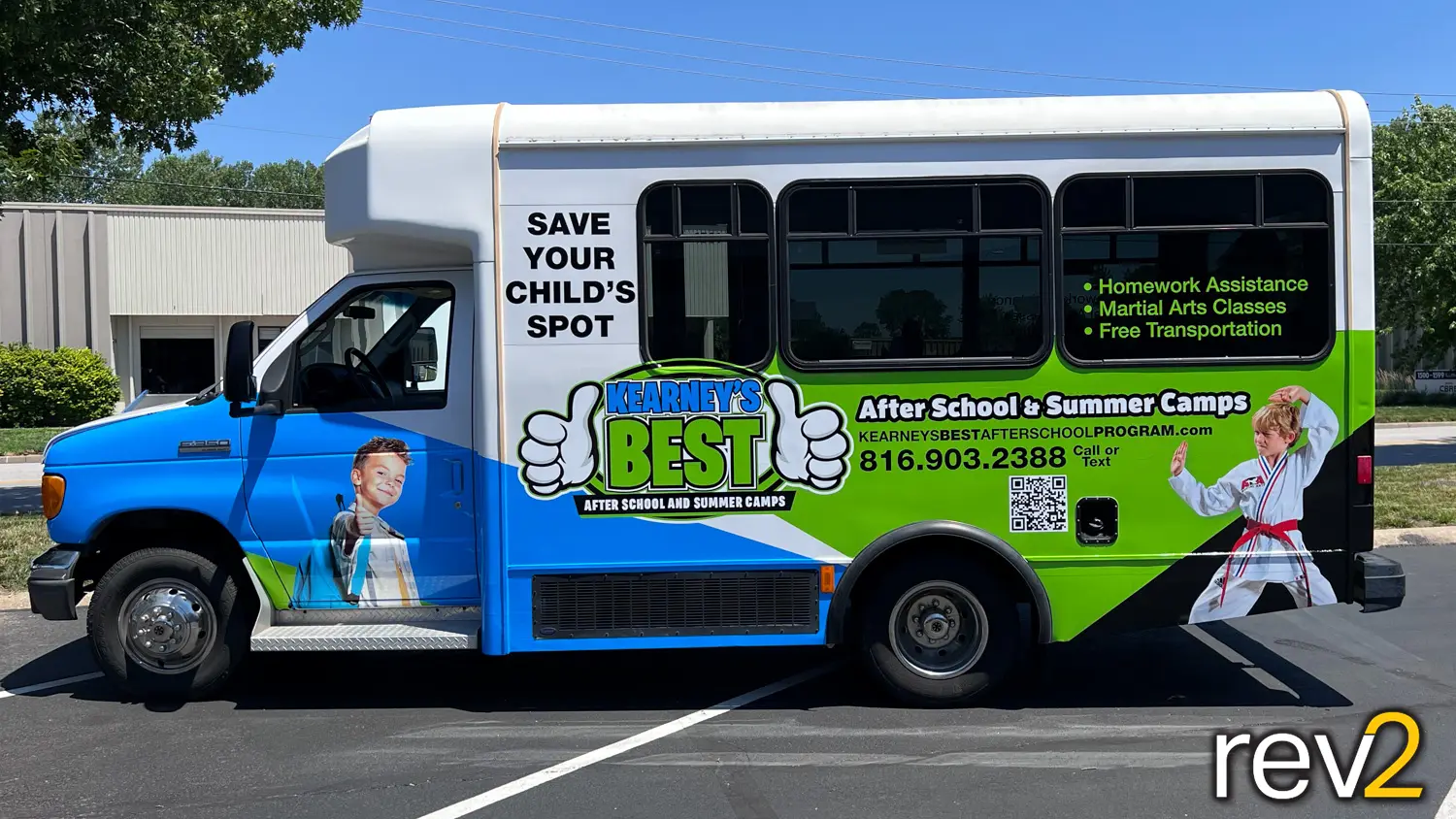 Bus Graphic Wrap in Kansas City- REV2 Design (Kearney's Best After-School Care)