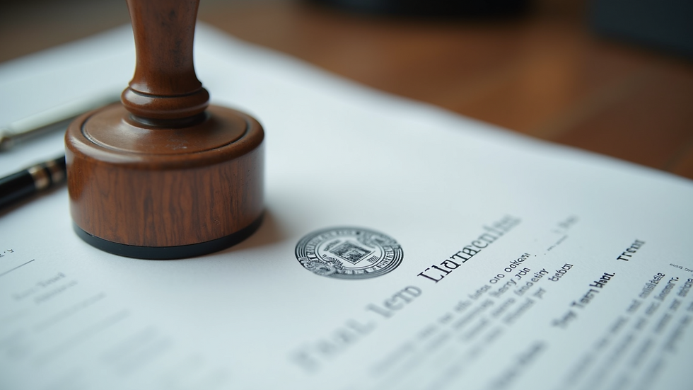 Close-up view of a notary stamp and seal on a legal document
