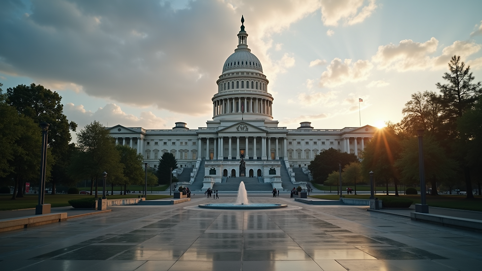 High angle view of a US state government building exterior