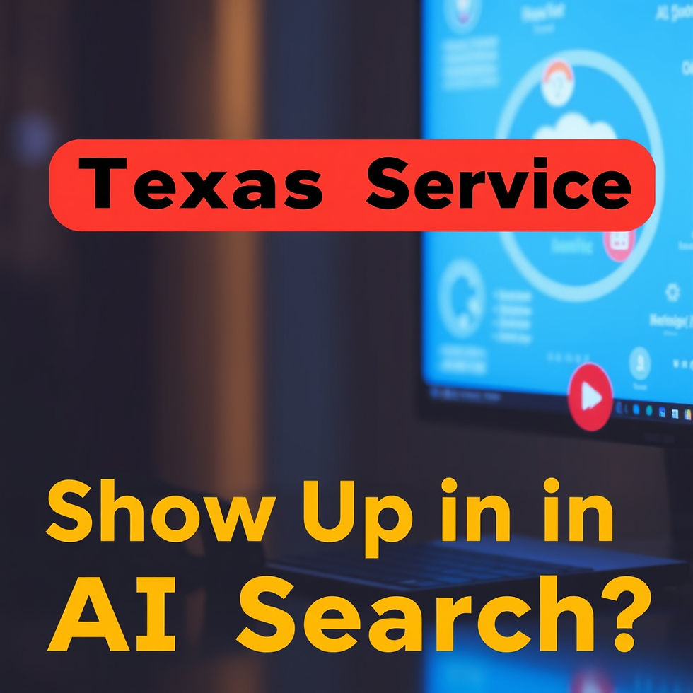 Graphic reading "Texas Service: Show Up in AI Search?"