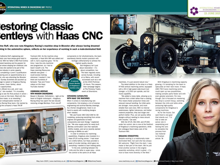 Restoring classic Bentleys with Haas Automation UK: catherine ruff, who now runs Kingsbury Racing Shop LTD’s machine shop in Bicester after always having dreamed of working in the automotive sphere, reflects on her experience of working in such a male-dominated field.