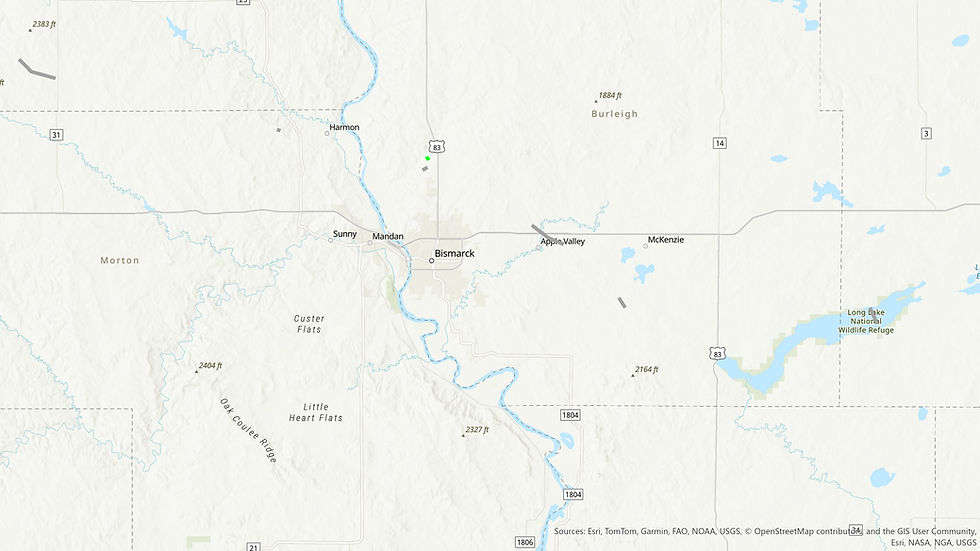 A map from the NOAA DATK showing the tornadoes near Bismarck, ND, on June 27, 2025.
