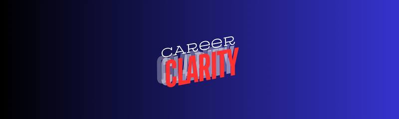 A red, white, and blue sign with the words career clarity.