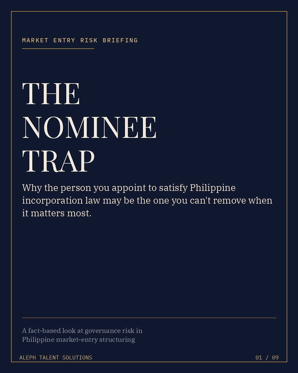 EOR vs. Direct Incorporation: The Governance Risk Nobody Prices Into Philippine Market Entry