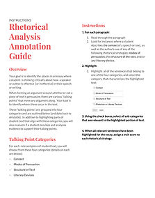 Rhetorical Analysis Annotation Instructi